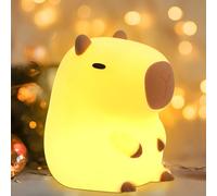 Okayera Cute Capybara Night Light, Silicone Rechargeable LED Animal Lamp with Portable Dim, Perfect Birthday Christmas Easter Gifts for Kid, Best Home Bedroom Decor
