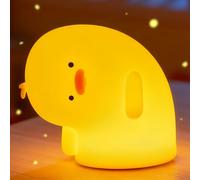 Okayera Duck Night Light, Why Duck Lamp Soft Silicone with Timer Dimmable, Rechargeable Nursery Bedside Bedroom Party Table Decor, Cute Gifts for Kid Baby Girl Boy Teen Friend Birthday Easter Xmas