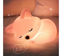 Okayera Fox Lamp, Squishy Fox Silicone Lamp for Kids, Auto-Off Rechargeable Dimmable Night Light, Creative Gifts for Breastfeeding Nursery Baby Girl Women Toddler