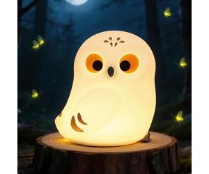 Okayera Night Light for Kids, Snowy Owl White Bird Silicone Bedside Lamp Bedroom Decor, 30-Mins Timer & Touch Control, Best Birthday Easter Gifts for Baby Toddler