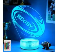 Okayera Rugby 3D Night Light,Remote with 16 Colors Changing,Dimmer and Timer,Sports Decor Gifts for Boys Men Coaches