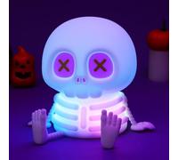 Okayera Skull Night Light for Kids - Cute Squishy Silicone Lamp, 7 Color Changing Dimmable LED, Rechargeable Halloween Birthday Xmas Gift for Boys Girls