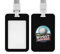 Okayest Golfer Push-Pull ID Badge Holder Vertical Clear Holders with Lanyard Key Card Work Clip for Office Men Women