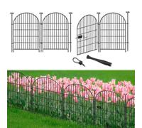Okaygardn Garden Fence Border 36 in(H) x8.8 Ft(L), 4 Panels Dog Fence Outdoor for Yard, Tall Garden Animal Barrier Fence with Gate, Arched Rustproof Metal No Dig Fence, Flower Bed Fencing