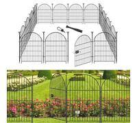 Okaygardn Tall Garden Fence with Gate, 32 in(H) x36 Ft(L) Garden Fencing Animal Barrier, 16 Panels Dog Digging Fence Barrier, Black Rustproof Garden Fence Border, Flower Bed Fencing for Outdoor Yard