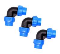 Okaywork PE Pipe 20 mm - Pack of 3, PE Pipe Screw Connection Angle 90 Degrees, Plastic PP Coupling Blue, PE Pipe 20 mm Connector Plastic PP Coupling for Indoor and Outdoor Installations