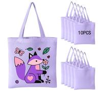 OKBA 10-Pack Blank Reusable Grocery Shopping Cloth Bags canvas tote bags Bulk DIY custom (Lavender canvas tote*10pcs)