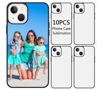 OKBA 10 PCS Sublimation Blank Phone Case for iPhone 15 6.1 Inch ，Matte Black Soft Shockproof DIY Customize Heat Press Rubber Protective Case