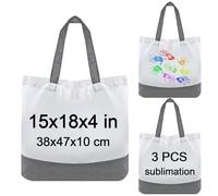 OKBA 3 pcs Sublimation Tote Bags,polyester tote bags for sublimation, blank canvas tote bags for DIY Crafting and Decorating (Grey/White a bag * 3PCS)