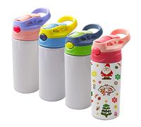 OKBA 4pcs 12oz sublimation Blanks sippy cup,sublimation tumblers for kids,Stainless Steel Insulated Toddler Water Bottle with Leak-Proof Straw Lid and Handle