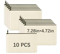 OKBA Sublimation Blanks Makeup Bags Bulk, Black Zipper Canvas Pencil Bag,Polyester Tote Bags for Sublimation DIY Craft (Beige Blank bags*10pcs)