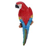 OKBY Parrot Toy - Realistic Resin Bird Ornament Figurine Parrot Model Toy Garden Sculpture Wall Decoration (Red Right)