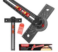 Okcedier Woodworking T Square Ruler, Precision Drilling Positioning Measuring Tools, Adjustable Aluminum Alloy Sliding 13.5 Inch T-Square Ruler with Angle Adjustment for Carpenter Work and Architect