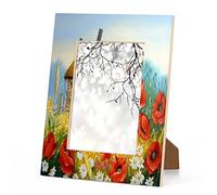 OKCELL Flower Poppy Art Wood Picture Frames Can Display 4X6 5X7 8x10 11x14 Inch Photos.With Hooks and Brackets, This Frames Can be Displayed Vertically or Horizontally on a Table or Wall