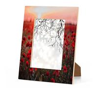 OKCELL Flower Red Poppies Wood Picture Frames Can Display 4X6 5X7 8x10 11x14 Inch Photos.With Hooks and Brackets, This Frames Can be Displayed Vertically or Horizontally on a Table or Wall