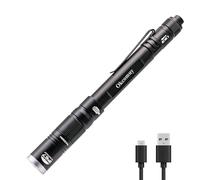 okcomuy Rechargeable LED Pen Light Flashlight,300 Lumens IP67 Waterproof with Pocket Clip 4-Zoomable| 3 Modes, Prefect Pocket Small Flashlight for Inspection,Work,Repair,Camping