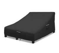 Okcool 100% Waterproof Patio Double Wide Chaise Lounge Furniture Cover, 600D Tough Canvas 80 Inch Outdoor Chaise Lounge Covers, Black