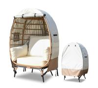 okcool Outdoor Egg Chair Cover,Waterproof Egg Chair Cover with Zipper for Wicker Patio Basket Chair(Beige & Brown,Fits 43" L *25" W*55.1" H Egg Chair)