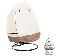 Okcool Patio Hanging Egg Chair Cover, Waterproof Heavy Duty Outdoor Double Seat Swing Egg Chair with Stand Cover(Beige & Brown, Fits 66″W x 43″D x 68″H Egg Chair)