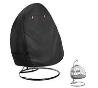 Okcool Patio Hanging Egg Chair Cover, Waterproof Heavy Duty Outdoor Double Seat Swing Egg Chair with Stand Cover(Black, Fits 66″W x 43″D x 68″H Egg Chair)