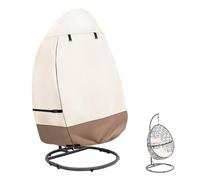 Okcool Patio Hanging Egg Chair Cover, Waterproof Heavy Duty Outdoor Single Seat Swing Egg Chair with Stand Cover(Beige & Brown, Fits 45″W x 33″D x 68″H Egg Chair)
