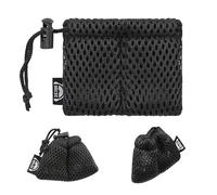OKCSC Split Two Compartment Earbud Protector Headphone Unit Wrap Pouch Breathable Mesh Portable Headphone Head Drawstring Organizer - (1 pcs) Black