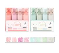 Okdance 8Pcs Glitter Highlighters Markers Pink Blue Series Glitter Highlighter Pens for Learning Work Highlighters for Notes Marking Key Points Draw(Pink+Green)