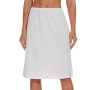 Okdance Women's Half Slips for Under Dresses, Anti Chafing Slip UnderSkirt Long Half Modal Petticoat Skirt Extender White