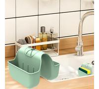 OKeanu Sponge Holder for Kitchen Sink, Silicone Sink Saddle Caddy Organizer Rack, Sponges Holder Over Faucet, Hanging Kitchen Sink Organizer Accessories Rack Basket - Green