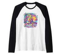 Okeechobee Florida Rainbow Alligator 80s Retro Souvenir Raglan Baseball Tee
