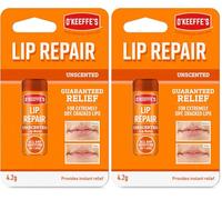 O'Keeffe's Lip Repair Unscented Lip Balm, 4.2g - For Extremely Dry, Cracked Lips | All-Day Moisture with 7 Moisturising Ingredients (Pack of 2)