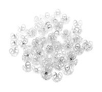 Okeeyseda 100-Piece Silver 4-Leaf Filigree Bead Caps Fitting Huge Beads for Jewelry Making(8mm)