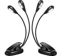 Okeeyseda 2Pcs Music Stand Light Clip on LED Book Lights Dual Arm Reading Lights for Books in Bed 360 Degree Adjustable Clip