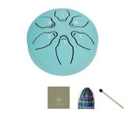 Okeeyseda 3 Inch 6 Tone Outdoor Steel Tongue Drum Rain Drum Instrument Mini Hand Drum Ethereal Drumstick Lake Blue