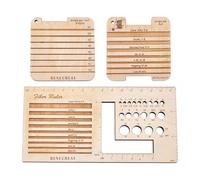 Okeeyseda 3 Style Wood Knitting Needle Gauge and Ruler, Control Card Knitting Kit Parts for Spinners Yarn Measuring Tools