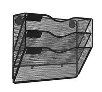 Okeeyseda 3 Tier Magnetic File Holder No Drilling No Mounting Magazine Organizer Cabinets Mail Folder Black for Refrigerator Office