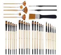 Okeeyseda 32Pcs Paint Brushes Set Kit for Acrylic Painting,Premium Nylon Bristles with Round, Filbert, Flat, Fan, Angle, Fine Detail Brush Set Kit