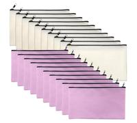 Okeeyseda 50pcs Canvas Zipper Pouch Blank DIY Craft Bag Canvas Makeup Bags Multipurpose Pouch Toiletry Tote Bag for Makeup Travel