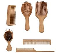 Okeeyseda 6PC/Set Wood Comb Healthy Paddle Cushion Hair Loss Massage Brush Hairbrush Comb Scalp Hair Care Healthy Bamboo Comb