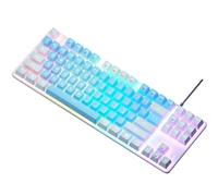Okeeyseda 87 Key Mechanical Keyboard Green Gaming Keyboard Wired Color Backlit Keyboard for PC Laptop Office Game D