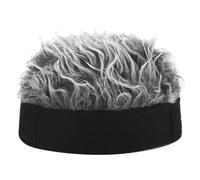 Okeeyseda Adult Brimless Hats Baseball Cap Women Hairy Sports Hat Knitted Wig Hat W/Wigs Man Hip Hop Headband Black + Gray