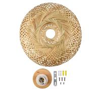 Okeeyseda Bamboo Wicker Rattan Light Fixture Flush Mount Hanging Ceiling Lamp for Living Room Bedroom Dining Room,30X18cm