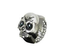 Okeeyseda Bronze Flip-Up Skull Cover Finger Ring Watch Stretchy Watchband for Unisex-Battery Included, Ideal for Skull Lover