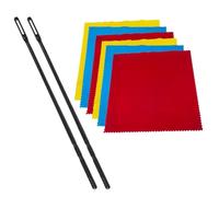 Okeeyseda Flute Cleaning Rod+6Pcs Cleaning Cloth Flute Cleaning Supplies Dust Wood Wind Flute Cleaning Kit Black&Red&Yellow&Blue