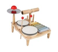 Okeeyseda Kids Drum Set for Toddlers Wooden Early Education Beginner Percussion Music Table Children'S Drum Rack Set Easy Install