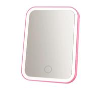 Okeeyseda LED Vanity Mirror with Lights Portable Cosmetic Travel Tabletop Make Up Lighted Desk Mirror USB Rechargeable Pink