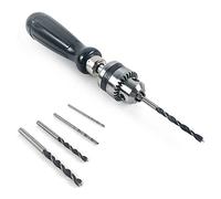 Okeeyseda One Hand Drill Bit with Pin Vice, Mini Spiral Drill Bit Set, for Precision Woodworking Model DIY Jewellery Walnut