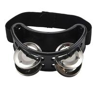 Okeeyseda Percussion Foot Tambourine with Metal Jingles, Black