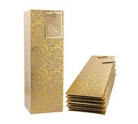 Okeeyseda Wine Bags, Kraft Paper Wine Bag 10 Pcs Gift Wine Bags with Handles, Single Bottle Paper Wine Bag Bulk for Christmas, Shopping, Retail Merchandise