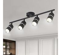OKELI 4 Way Kitchen Lights Ceiling, Black Spotlights Ceiling Lights with Rotatable GU10 Socket Rods Adjustable Light Fitting Ceiling for Kitchen Bedroom Living Room, Bulb Not Included